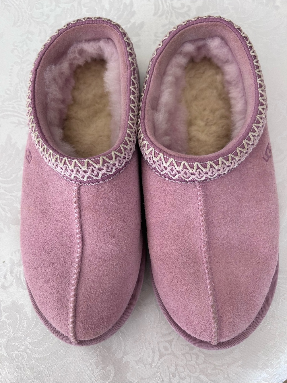 UGG Pink Tasman Suede Shearling-Lined Women’s Slippers